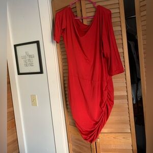 Sexy bodycon Red Women's Dress sz L/XL ,mini club or party dress,asymmetrical